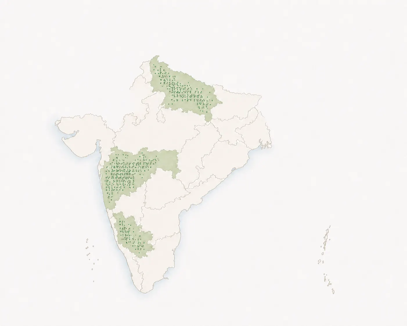 Indicative map of India’s major cane belts and mill clusters