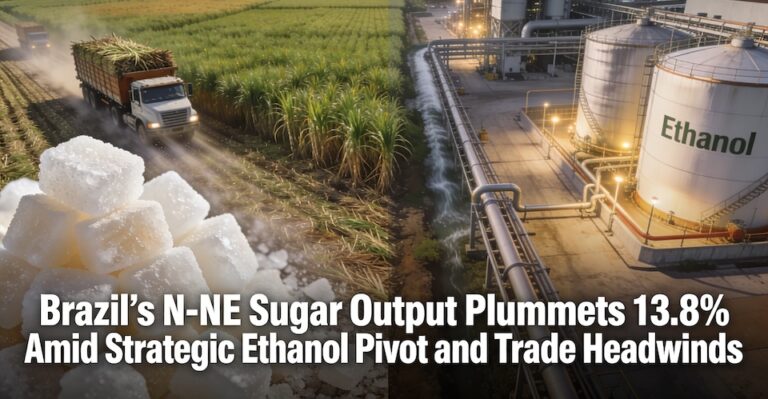 Chart showing Brazil N-NE sugar production decline 2025/26
