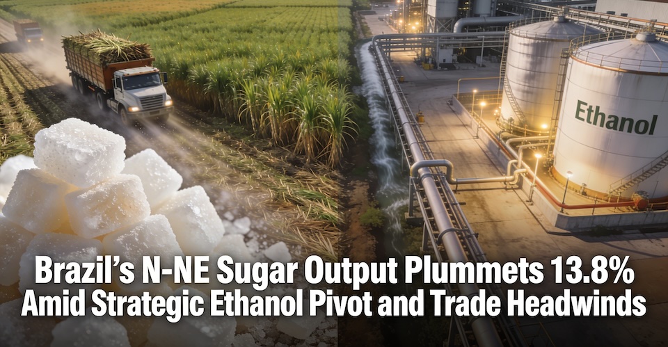 Chart showing Brazil N-NE sugar production decline 2025/26