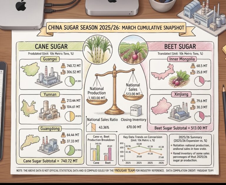 China sugar production and sales chart March 2026