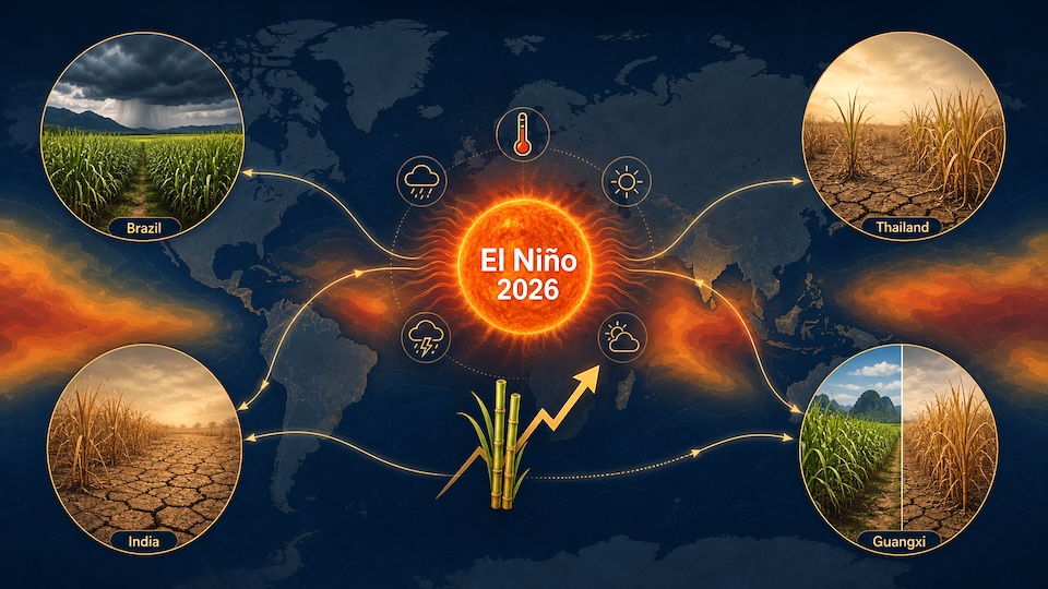 Impact of El Niño 2026 on the global sugar market and sugarcane production infographic