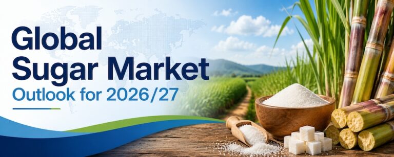 Global sugar market outlook 2026 and 2027 production trends statistical chart banner