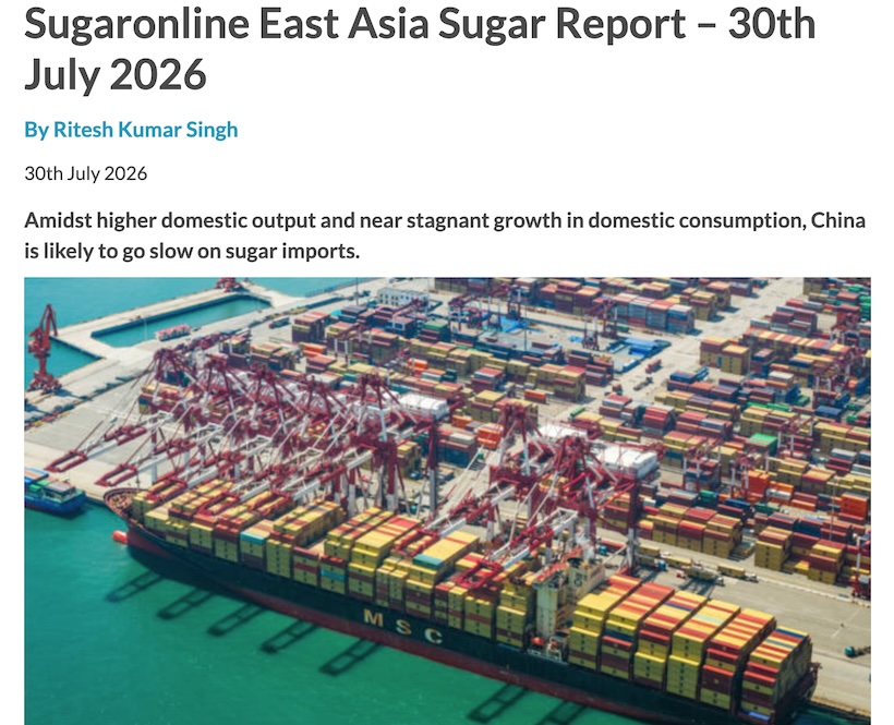 China sugar supply and demand balance chart showing production and import projections