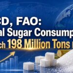 Infographic displaying global sugar consumption projections for 2033 showing Asia and Africa driving 96 percent of demand growth