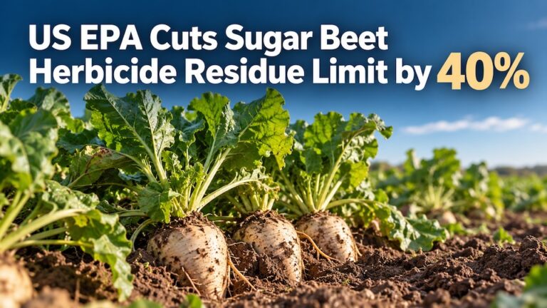 US EPA sugar beet herbicide residue regulation, illustrating the 40% reduction in the acifluorfen tolerance for sugar beet roots.