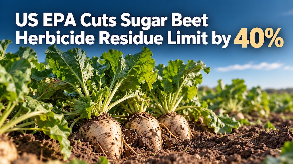 US EPA sugar beet herbicide residue regulation, illustrating the 40% reduction in the acifluorfen tolerance for sugar beet roots.